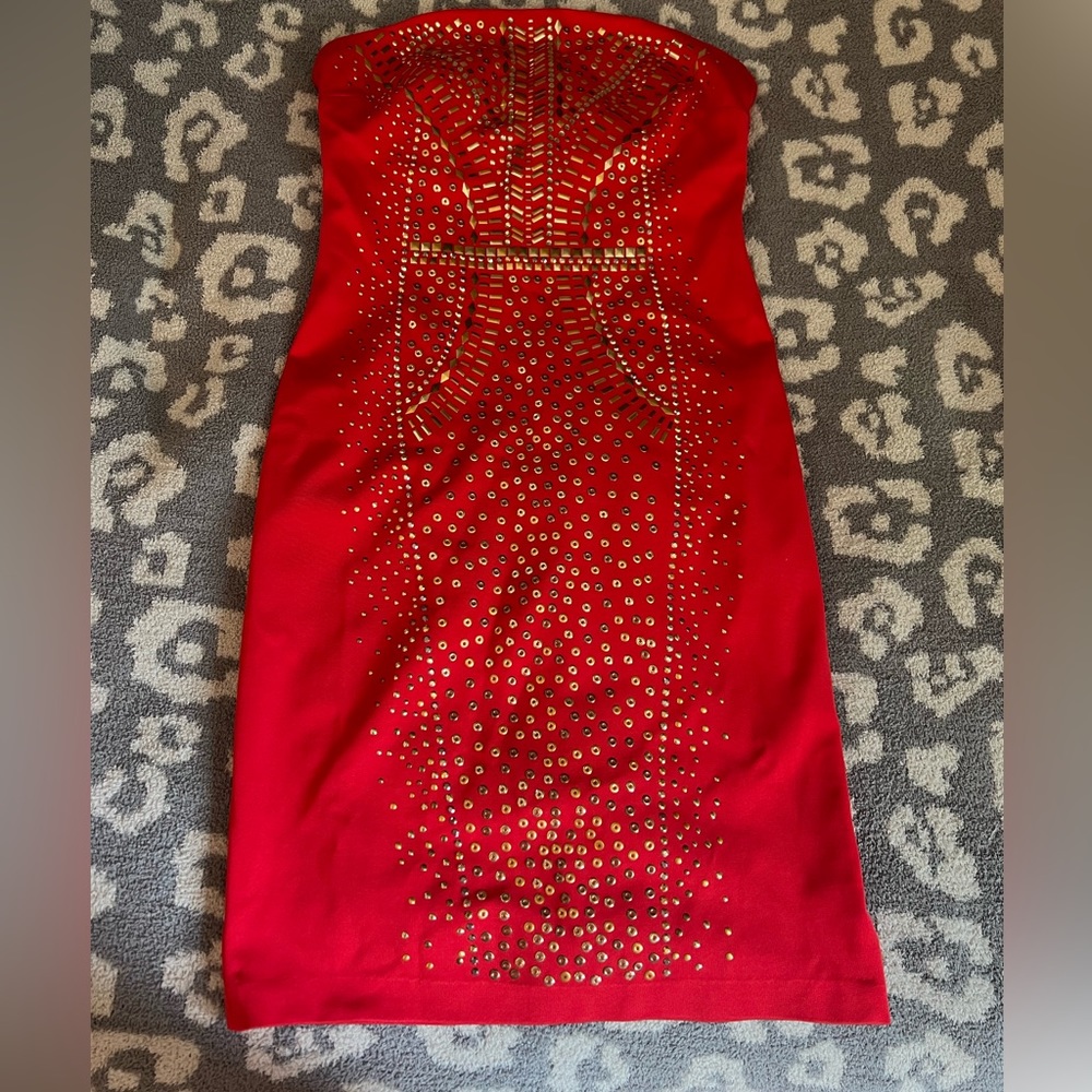Cache strapless cocktail party Dress
